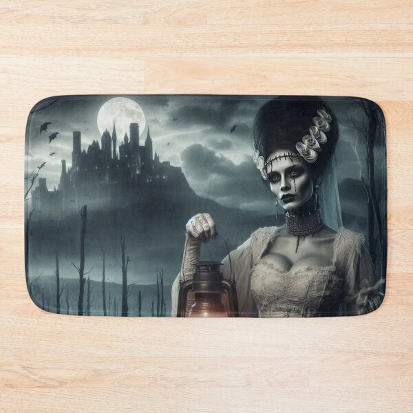 Item preview, Bride of Frankenstein with a lantern and gloomy landscape Halloween Pumpkin designed and sold by Expressions-Sel.