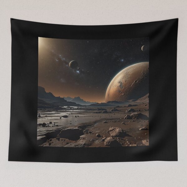 Item preview, VISIONS FROM KUIPER BELT fantasy art image from Plutos surface to deep space design. designed and sold by Jt41.
