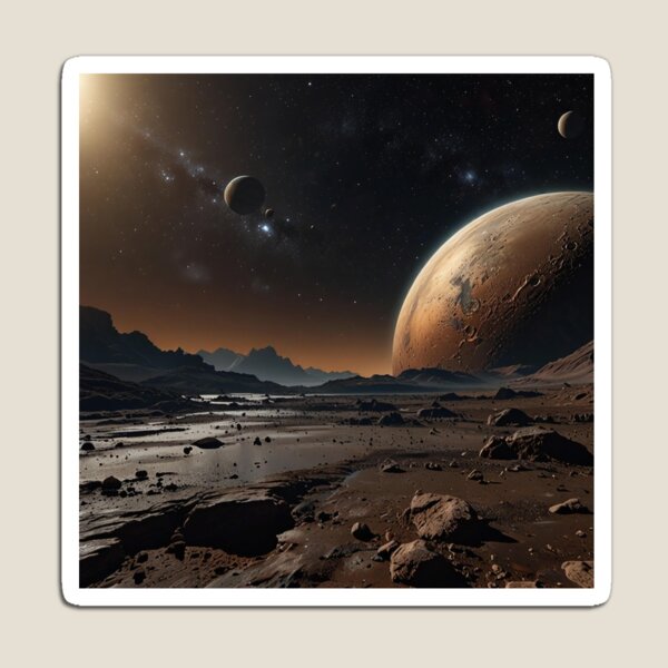 Item preview, VISIONS FROM KUIPER BELT fantasy art image from Plutos surface to deep space design. designed and sold by Jt41.