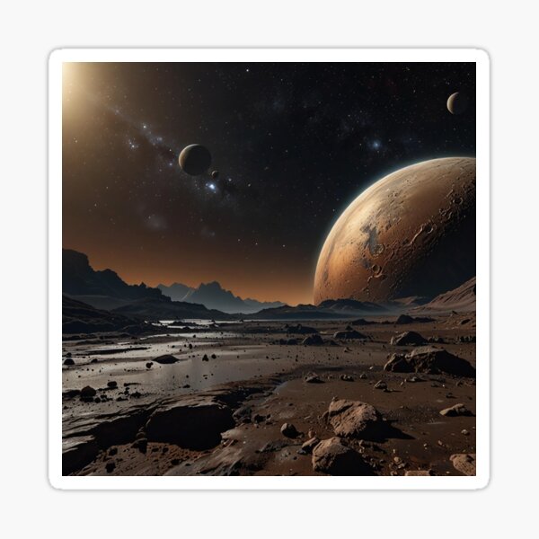Vista previa del artículo con la obra «VISIONES DESDE EL CINTURÓN DE KUIPER imagen de arte de fantasía desde la superficie de Plutón hasta el diseño del espacio profundo.», diseñado y vendido por Jt41.