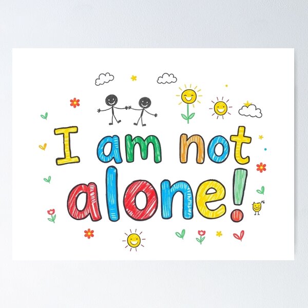 Item preview, I Am Not Alone!" Kids Drawing Style T-Shirt – Whimsical, Colorful, and Playful Design designed and sold by lamp148.