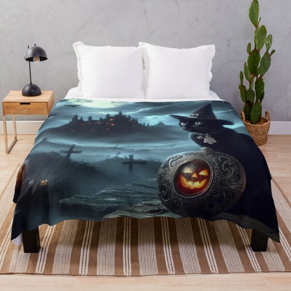 Item preview, beablack cat with medallion and gloomy landscape Halloween Pumpkin designed and sold by Expressions-Sel.