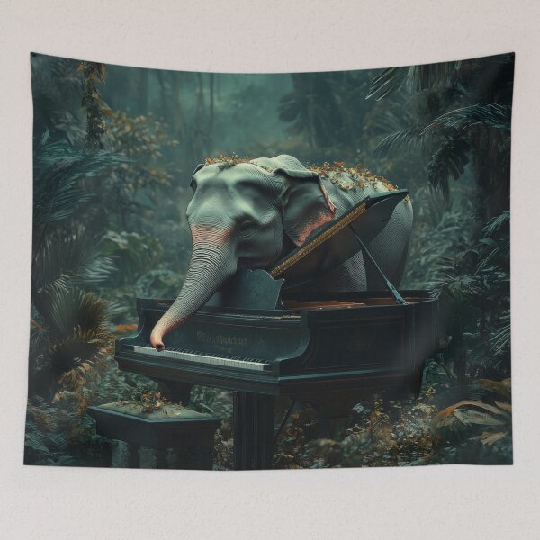 Item preview, Elephant Playing Piano in Jungle designed and sold by Kriengsaktalek.