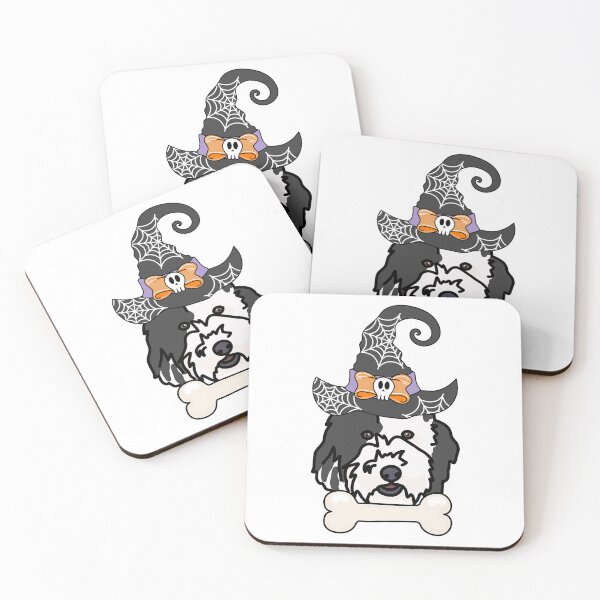 Item preview, Sheepadoodle Dog with Witch Hat – Spooky & Cute Halloween Design designed and sold by MrsCreative1.