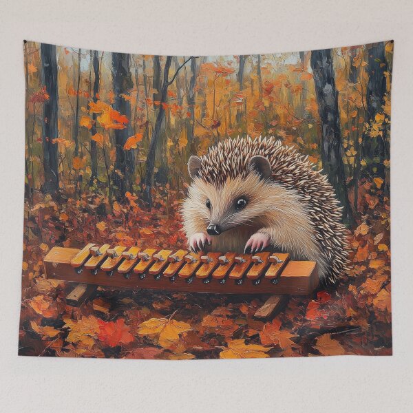 Item preview, Cute Hedgehog Playing Xylophone in Autumn Forest designed and sold by Kriengsaktalek.