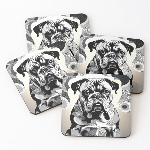 Item preview, Bull Dog Black & White Abstract Vintage Zentangle Art designed and sold by Witty Shirts.