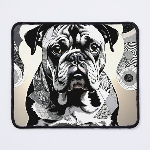 Item preview, Bull Dog Black & White Abstract Vintage Zentangle Art designed and sold by Witty Shirts.
