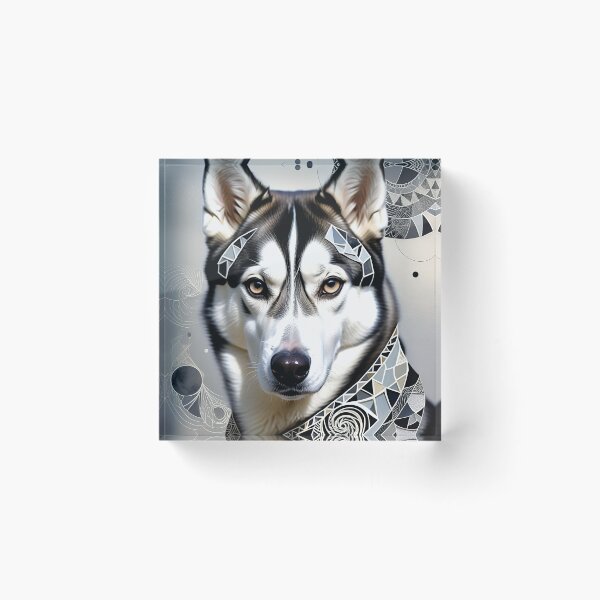 Item preview, Husky Black & White Abstract Vintage Zentangle Art designed and sold by Witty Shirts.