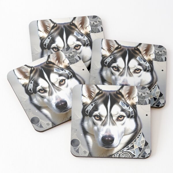 Item preview, Husky Black & White Abstract Vintage Zentangle Art designed and sold by Witty Shirts.