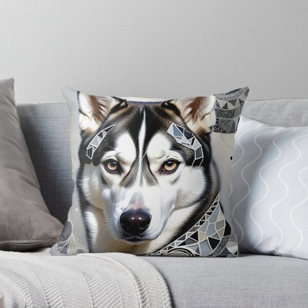 Item preview, Husky Black & White Abstract Vintage Zentangle Art designed and sold by Witty Shirts.