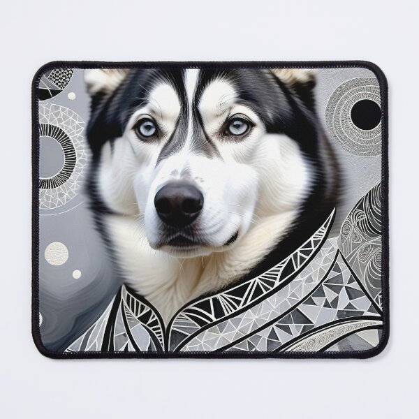 Item preview, Husky Black & White Abstract Vintage Zentangle Art designed and sold by Witty Shirts.
