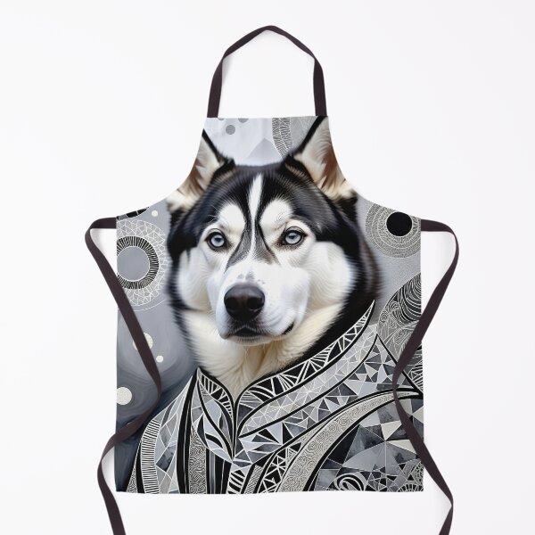 Item preview, Husky Black & White Abstract Vintage Zentangle Art designed and sold by Witty Shirts.