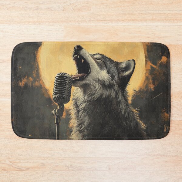 Item preview, Wolf Singing Into Microphone With Full Moon Background designed and sold by Kriengsaktalek.
