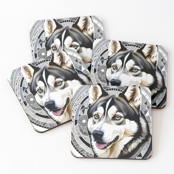 Item preview, Husky Black & White Abstract Vintage Zentangle Art designed and sold by Witty Shirts.