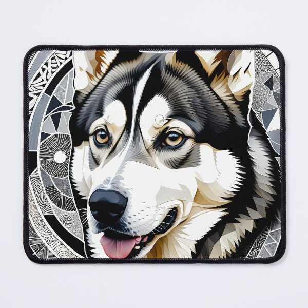 Item preview, Husky Black & White Abstract Vintage Zentangle Art designed and sold by Witty Shirts.