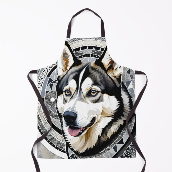 Item preview, Husky Black & White Abstract Vintage Zentangle Art designed and sold by Witty Shirts.