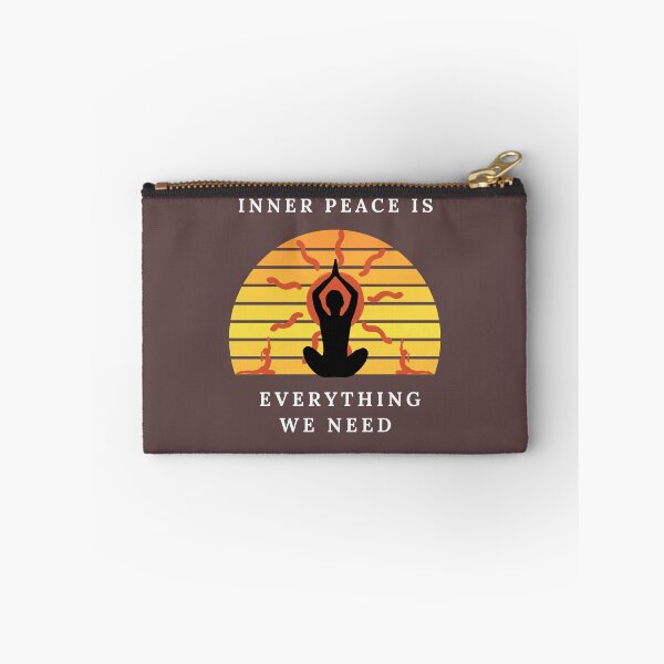 Artikelvorschau, Vintage Sonnenuntergang Yoga Pose mit Text "Innerer Frieden ist alles, was wir brauchen" T-shirt entworfen und verkauft von Sriguru65.