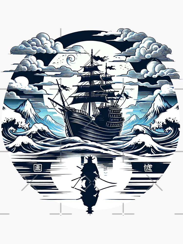 Thumbnail 3 von 3, Sticker, Samurai Geisterschiff designt und verkauft von Kobeko.