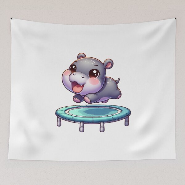Item preview, ChiHiBo: Chibi Pygmy Hippo Bouncing Fun on Trampoline designed and sold by ChiAniBo-Red.