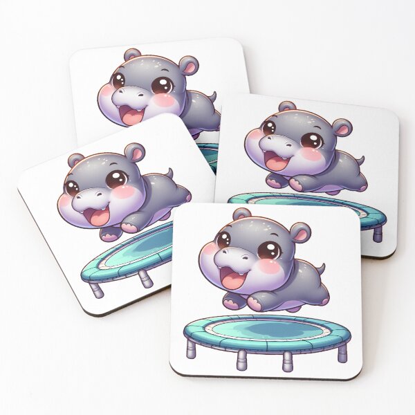 Item preview, ChiHiBo: Chibi Pygmy Hippo Bouncing Fun on Trampoline designed and sold by ChiAniBo-Red.