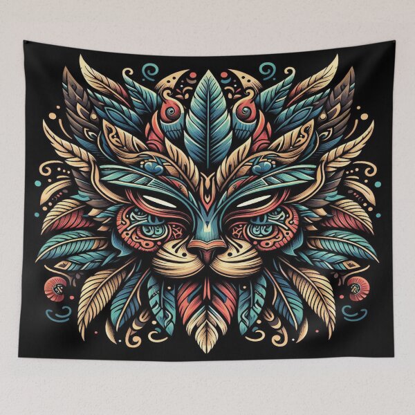Item preview, The Avian Tribal Cat / Wings and Whiskers Halloween Mask /  The Mystic Guardian Feathered Feline designed and sold by Dubione2.