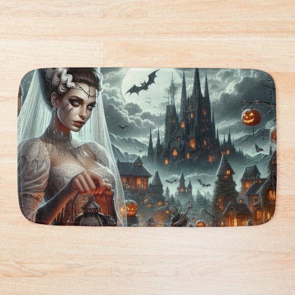 Item preview, frankenstein's fiancée with a lantern and a palace Halloween Pumpkin designed and sold by Expressions-Sel.