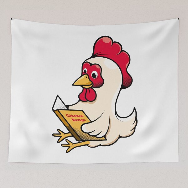 Item preview, cute chicken reading recipe book. designed and sold by stylegoose.