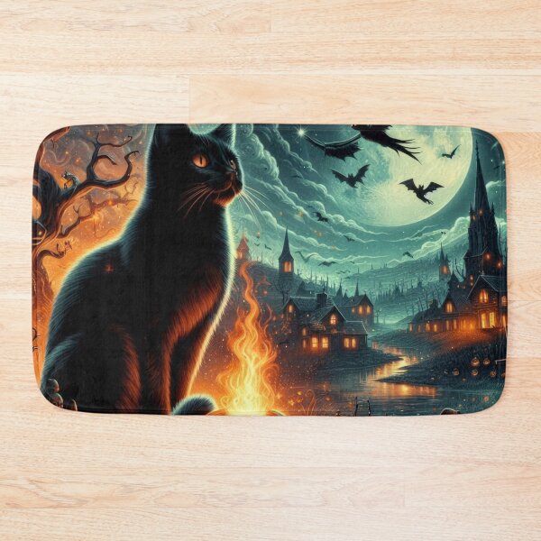 Item preview, black cat with burning pumpkin Halloween Pumpkin designed and sold by Expressions-Sel.