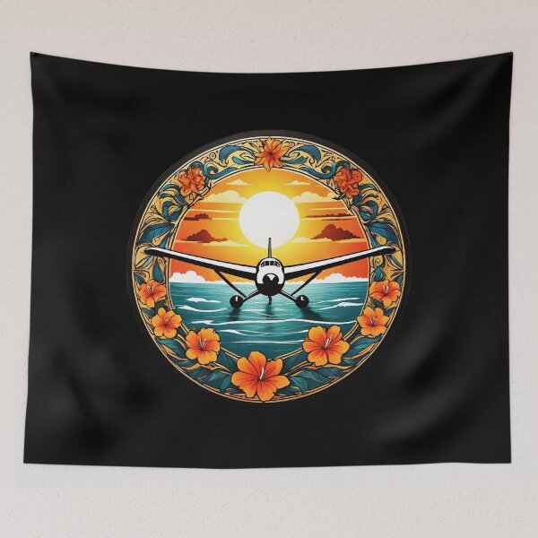 Item preview, Sunset Hawaii Plane by The Ocean with Orchids designed and sold by NautiChic.