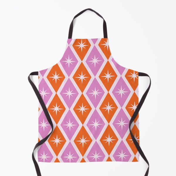 Item preview, Mid Century Atomic Starbursts on Pink and Orange Harlequin Diamonds designed and sold by Yasminepatterns .