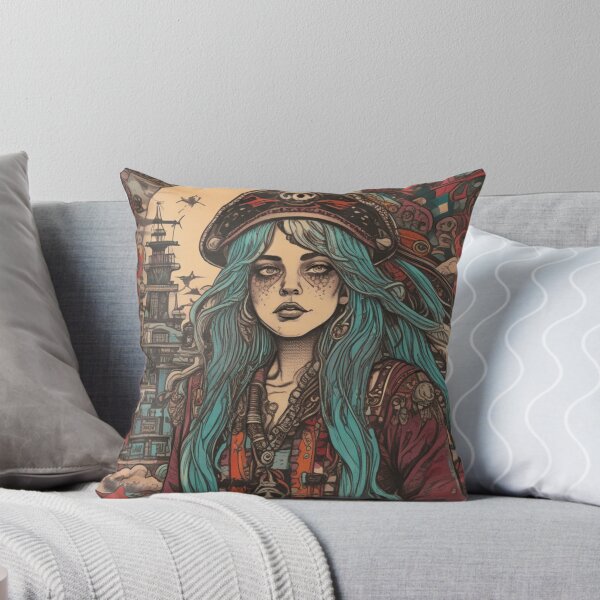 Item preview, pirate woman, psychedelic, retro, 70s, illustration, designed and sold by diulid.