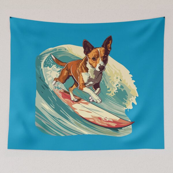 Item preview, Surfing Basenji designed and sold by VelvetRoom.