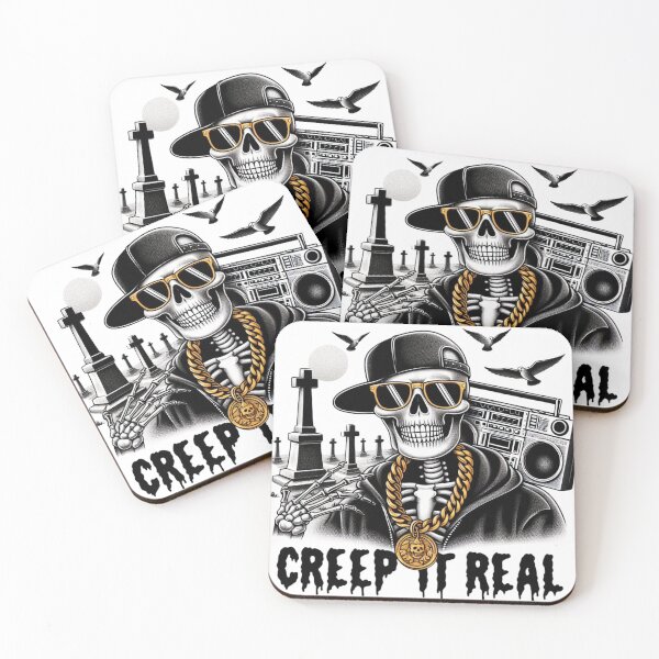 Item preview, Funny Halloween Tee: Skeleton with 'Creep it Real' Quote designed and sold by harmzk90.