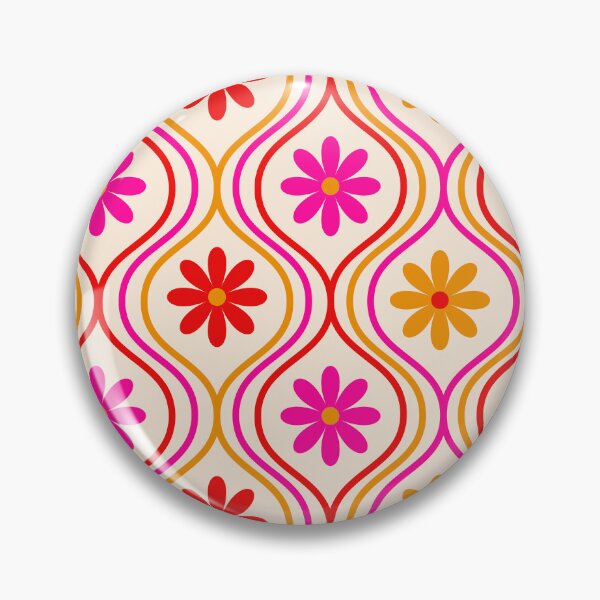 Item preview, Retro Orange, Red and Pink Flowers on Vintage Ogee Pattern  designed and sold by Yasminepatterns .