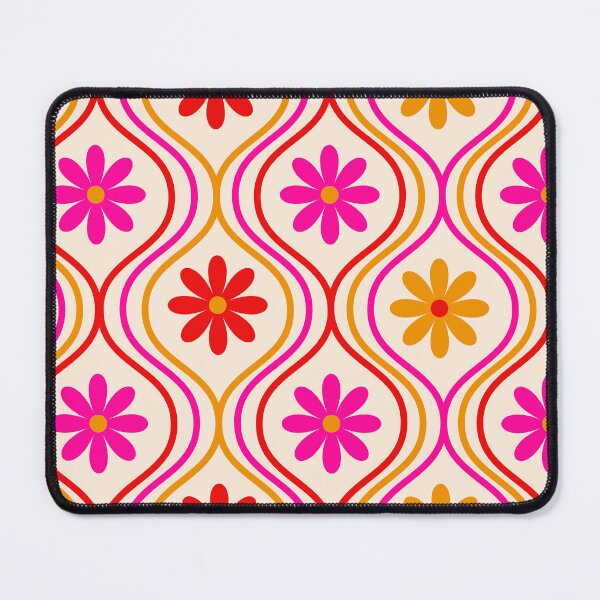 Item preview, Retro Orange, Red and Pink Flowers on Vintage Ogee Pattern  designed and sold by Yasminepatterns .
