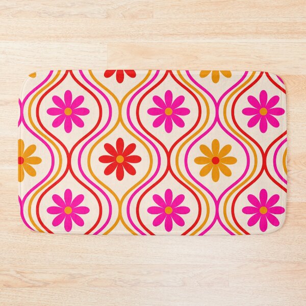 Item preview, Retro Orange, Red and Pink Flowers on Vintage Ogee Pattern  designed and sold by Yasminepatterns .