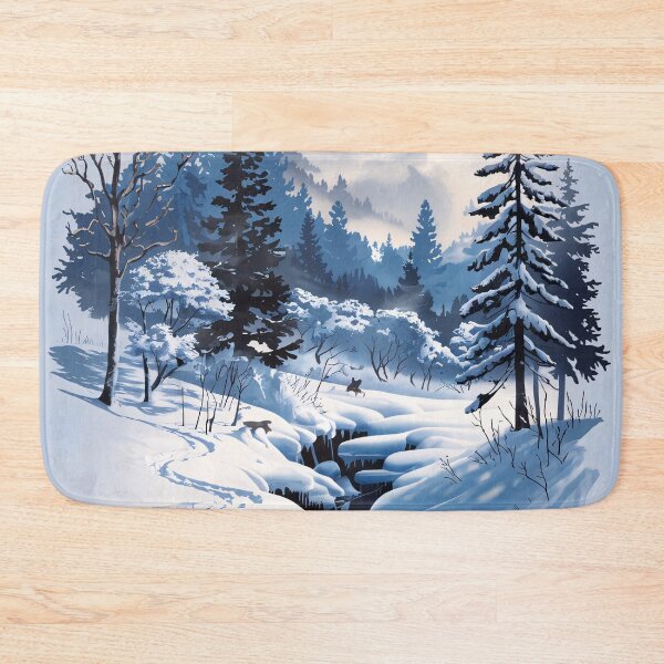 Item preview, Serene Winter Landscape with Snowy Forest Stream designed and sold by ZetaDream.
