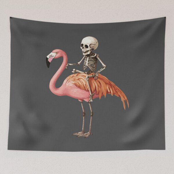 Item preview, Skeleton Riding Pink Flamingo designed and sold by VelvetRoom.
