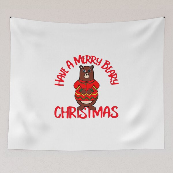 Item preview, Merry Christmas Festive Brown Bear designed and sold by Sartoris Art.