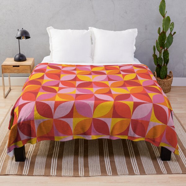 Item preview, Retro geometrics red pink orange circles check designed and sold by Dana Du.