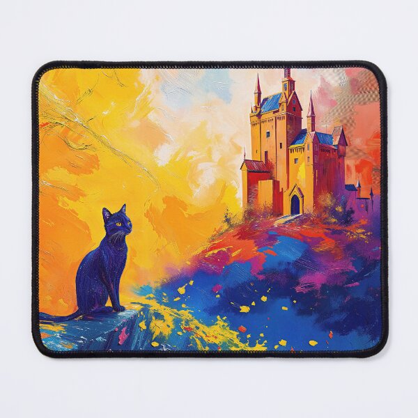 Item preview, Feline Silhouette Overlooking Dreamy Castle designed and sold by blackhalt.