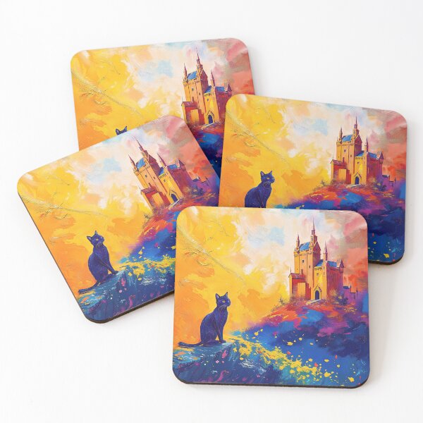 Item preview, Feline Silhouette Overlooking Dreamy Castle designed and sold by blackhalt.
