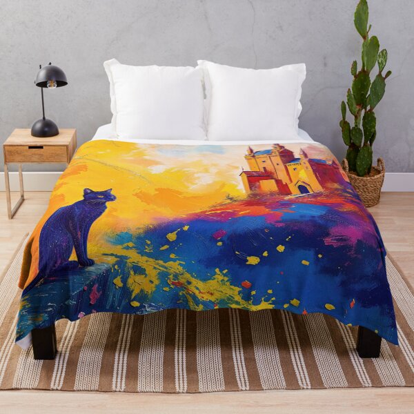 Item preview, Feline Silhouette Overlooking Dreamy Castle designed and sold by blackhalt.