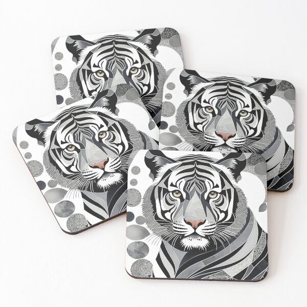 Item preview, Tiger Black & White Abstract Vintage Zentangle Art designed and sold by Witty Shirts.