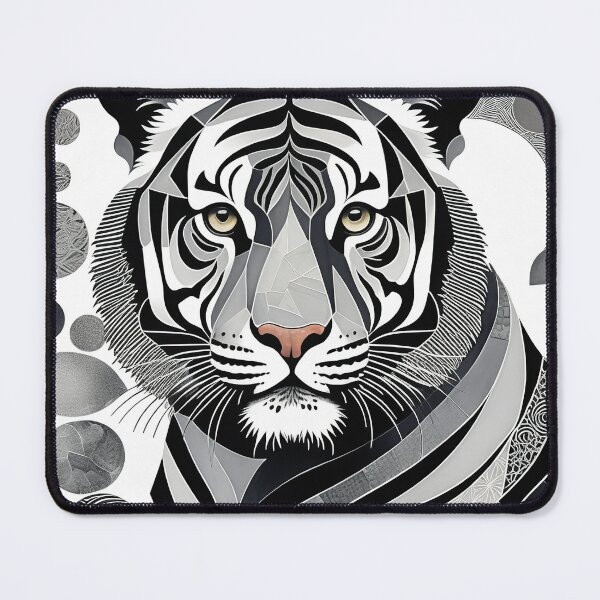 Item preview, Tiger Black & White Abstract Vintage Zentangle Art designed and sold by Witty Shirts.