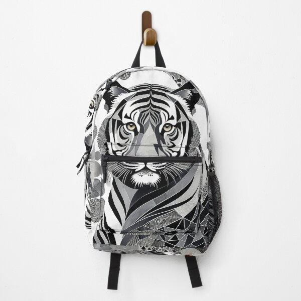 Item preview, Tiger Black & White Abstract Vintage Zentangle Art designed and sold by Witty Shirts.