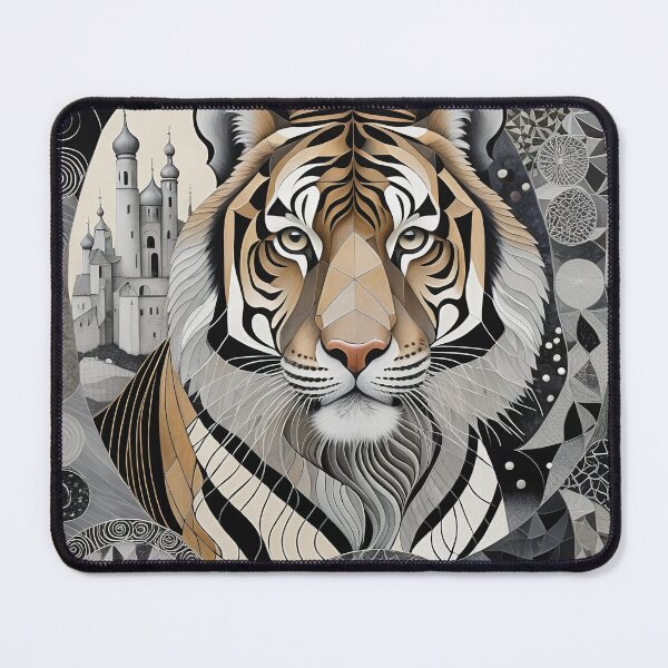 Item preview, Tiger Black & White Abstract Vintage Zentangle Art designed and sold by Witty Shirts.