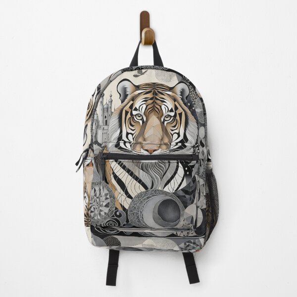 Item preview, Tiger Black & White Abstract Vintage Zentangle Art designed and sold by Witty Shirts.
