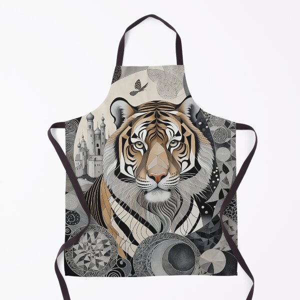 Item preview, Tiger Black & White Abstract Vintage Zentangle Art designed and sold by Witty Shirts.