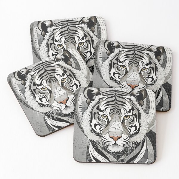 Item preview, Tiger Cub Black & White Abstract Vintage Zentangle Art designed and sold by Witty Shirts.